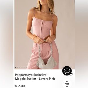 Peppermayo Lovers Pink Bustier top, size US 6, brand new never worn
